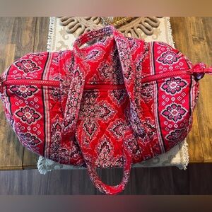 Vibrant Red Patterned Tote Bag